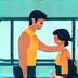 Personal trainer coaching client